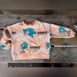 ZARA SONIC THE HEDGEHOG SZ 18-24M VGUC PEACH SONIC loose fit sweatshirt